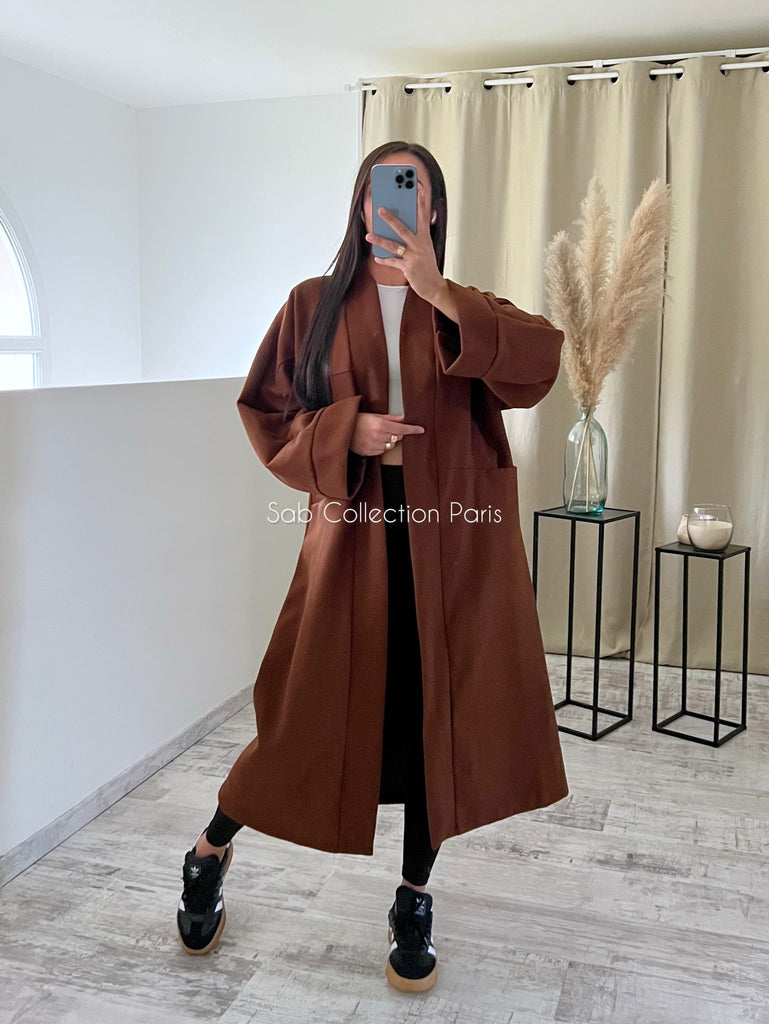 Veste Longue Oversize Marron