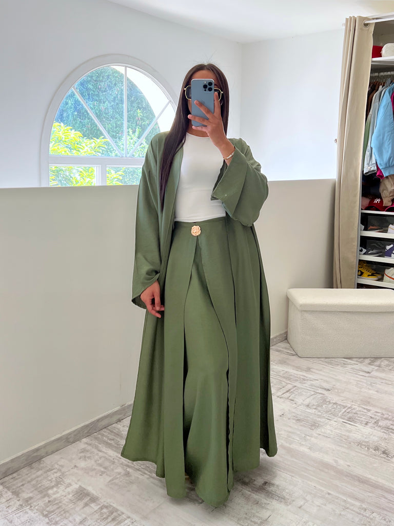 Ensemble Jupe Kimono Lin Kaki