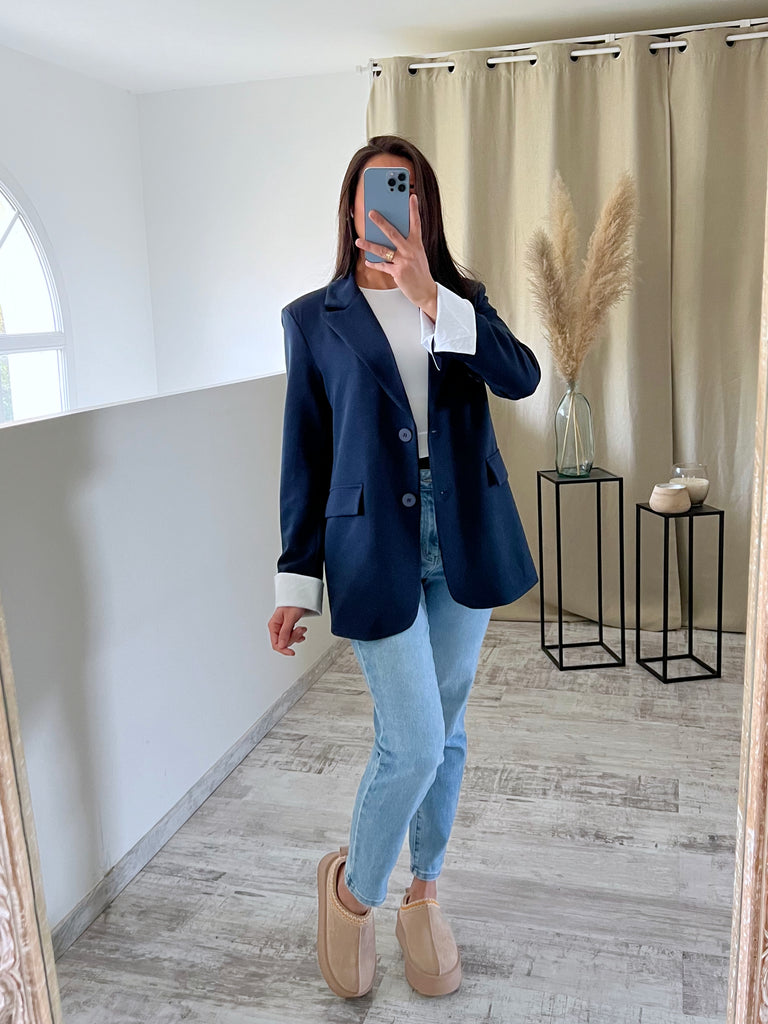 Blazer Manches Revers Marine