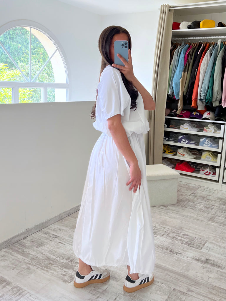Ensemble Jupe T shirt Popeline Blanc