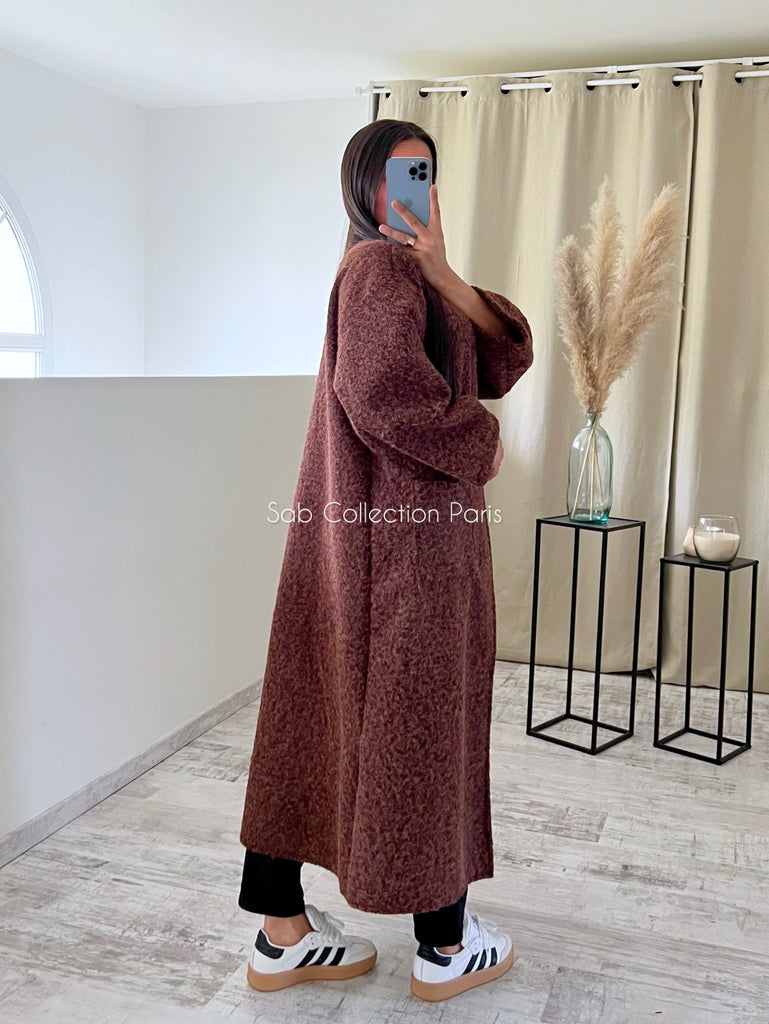 Veste Longue Oversize Moumoute Marron