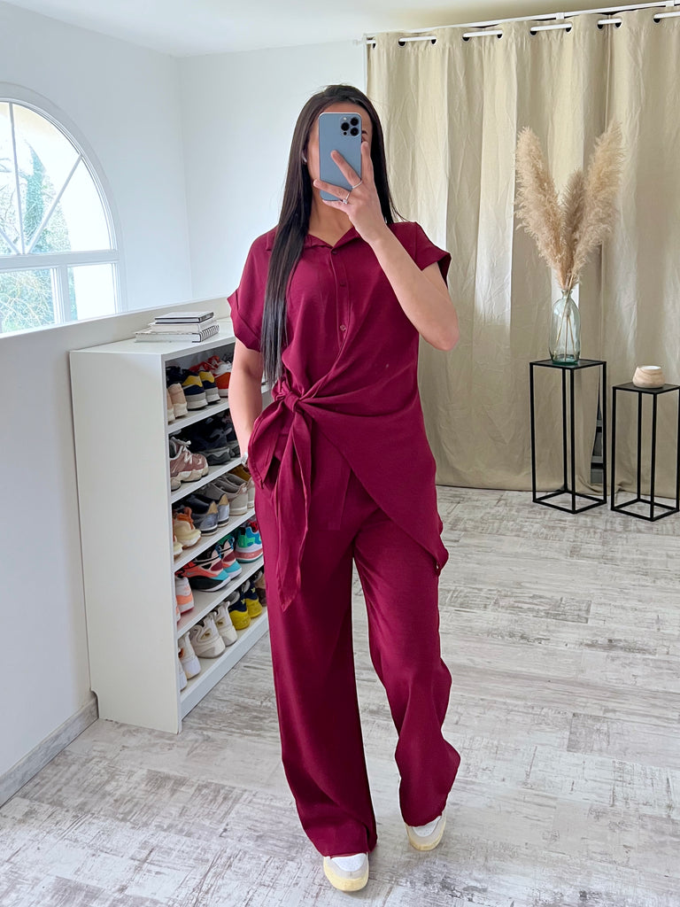 Ensemble Chemise Nouée Bordeaux