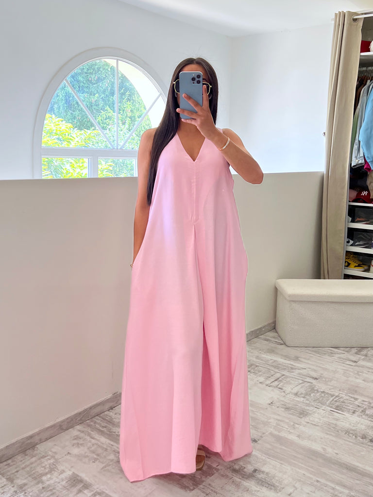 Robe Ample Effet Lin Rose