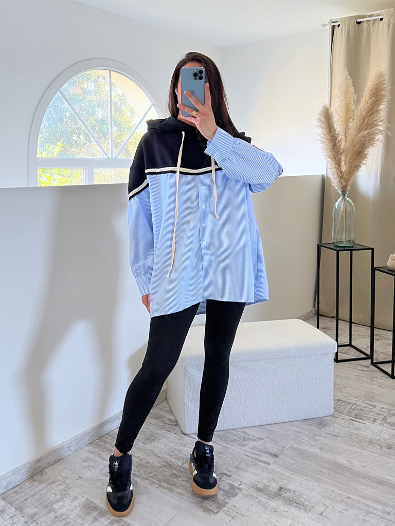 Chemise Bi Matière Noir
