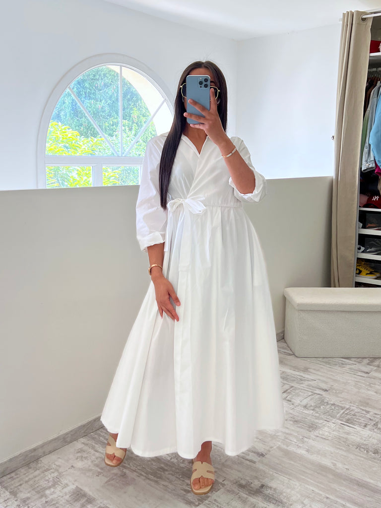 Robe Cache Cœur Popeline Blanc