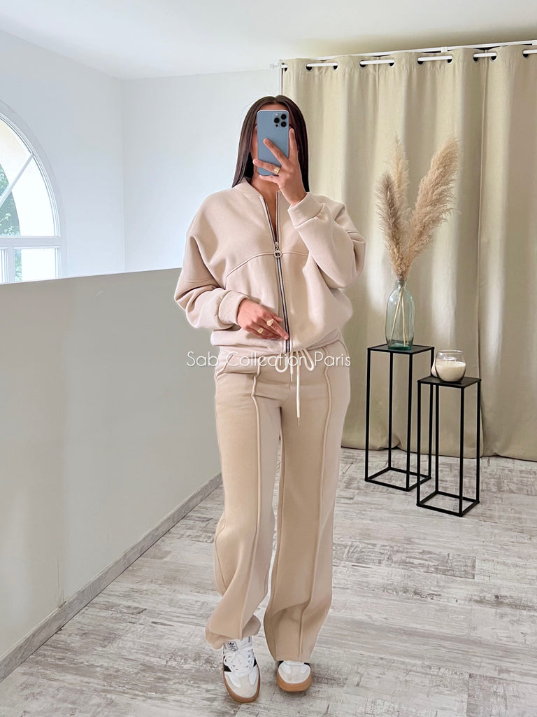 Ensemble Jogging Gilet Beige