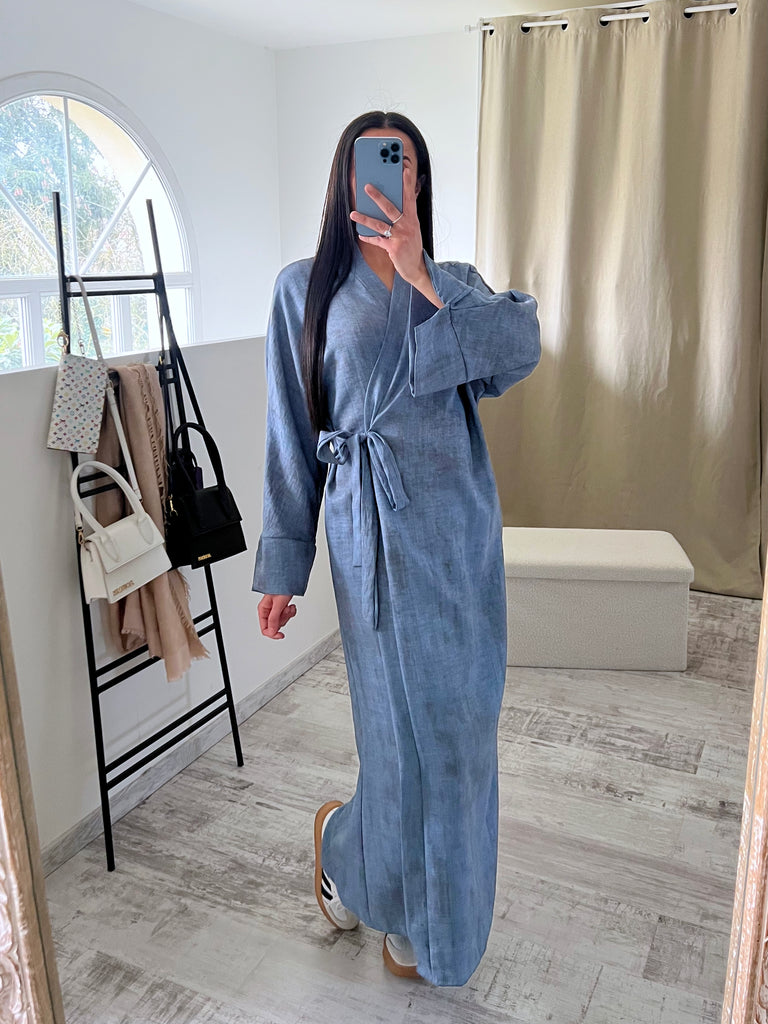 Robe Cache Cœur Délavée Bleu