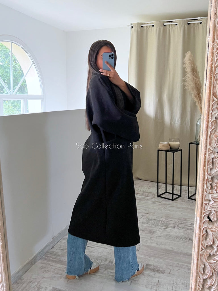 Veste Longue Oversize Noir