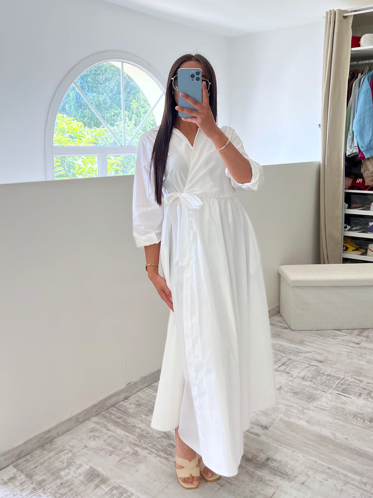 Robe Cache Cœur Popeline Blanc