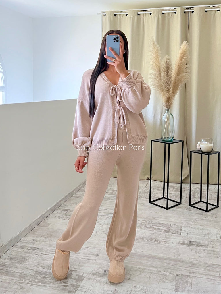 Ensemble Maille À Nouer Taupe