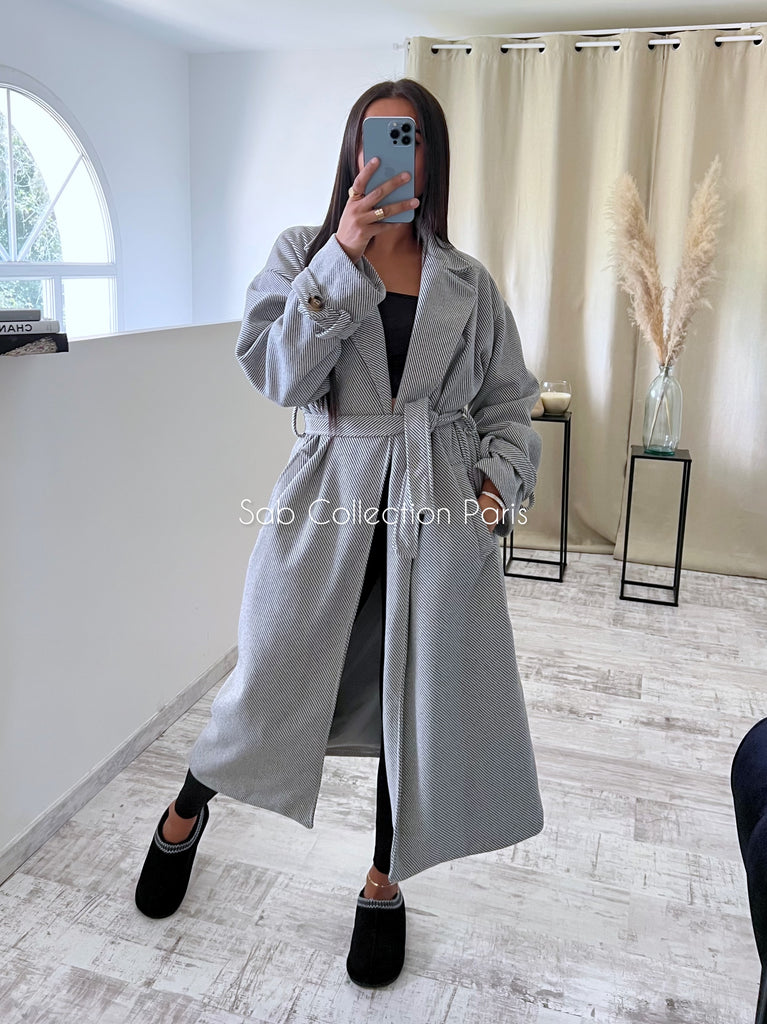 Manteau Inspi Z Rayé Gris