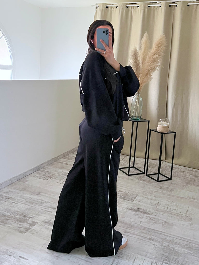 Ensemble Jogging À Traits Noir