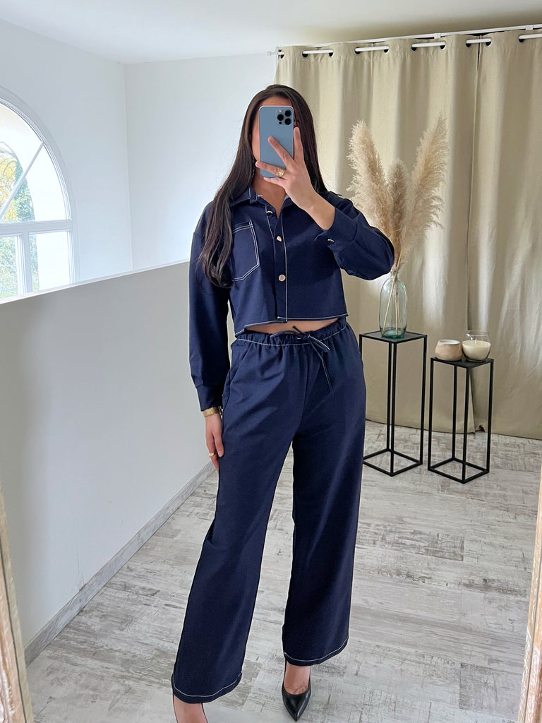 Ensemble Jean Chemise Courte Fluide Brut