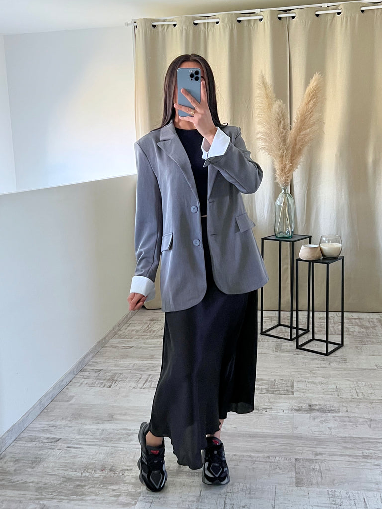 Blazer Manches Revers Gris