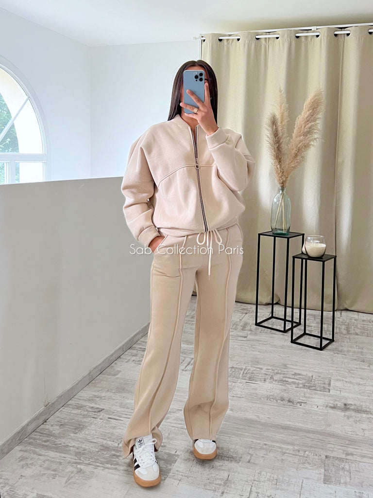 Ensemble Jogging Gilet Beige