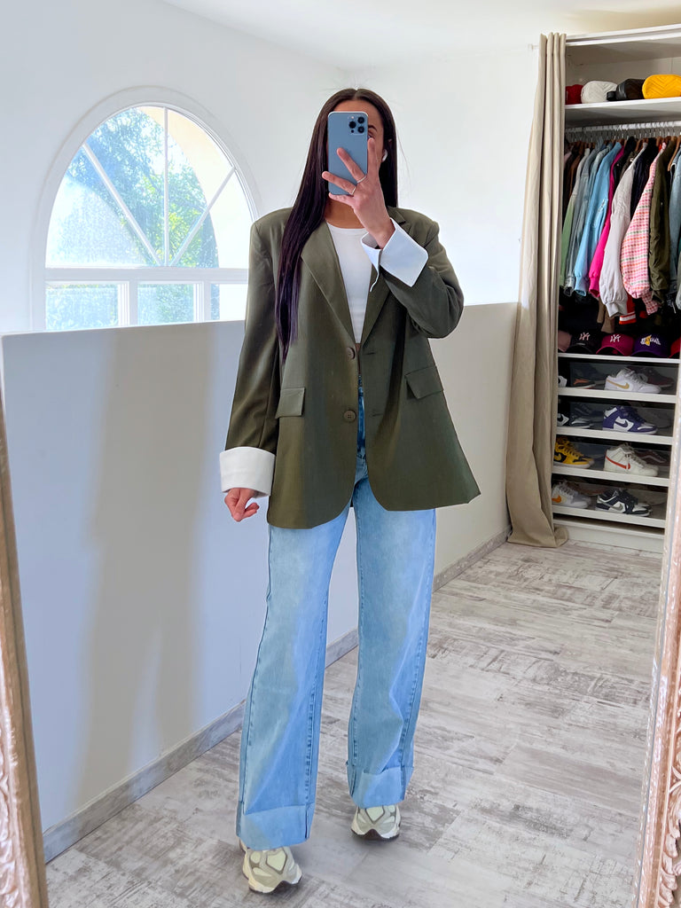 Blazer Manches Revers Kaki