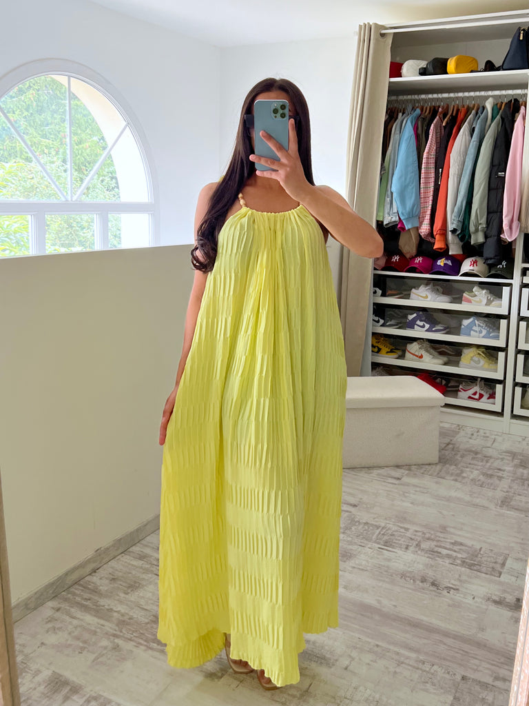Robe Bretelles Pierres Jaune