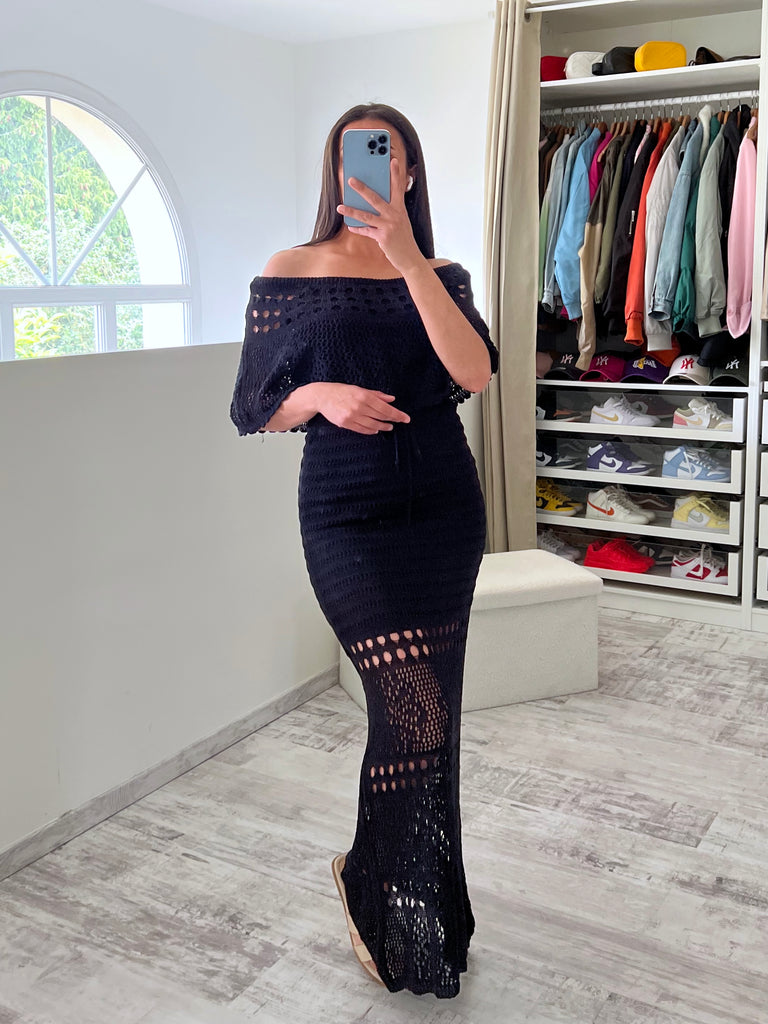 Robe Bustier Crochet Noir