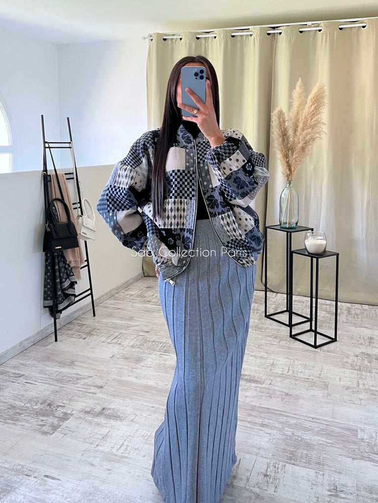 Veste Bomber À Motifs Gris