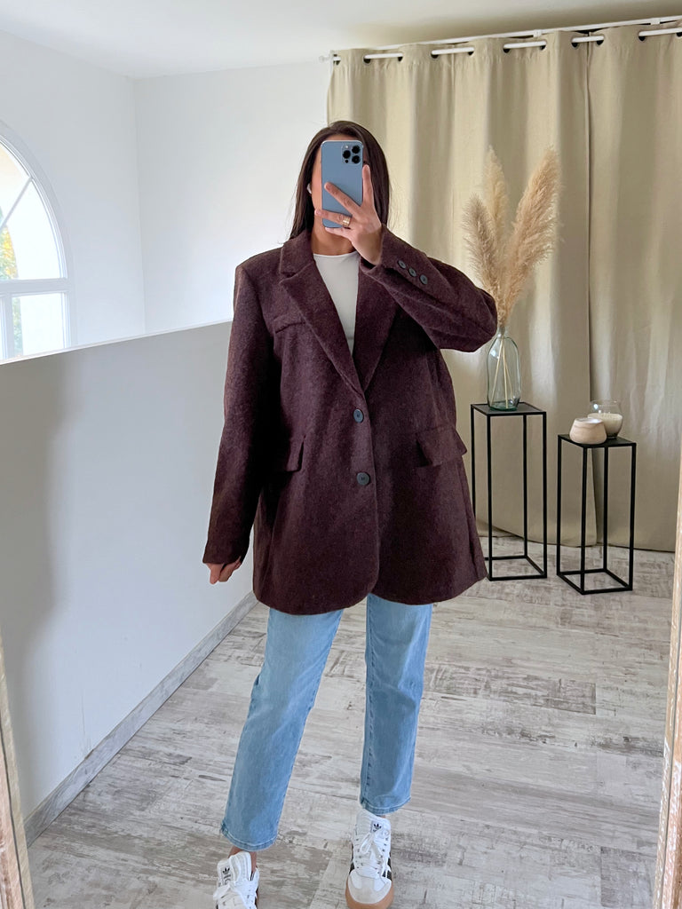 Blazer Moumoute Oversize Marron
