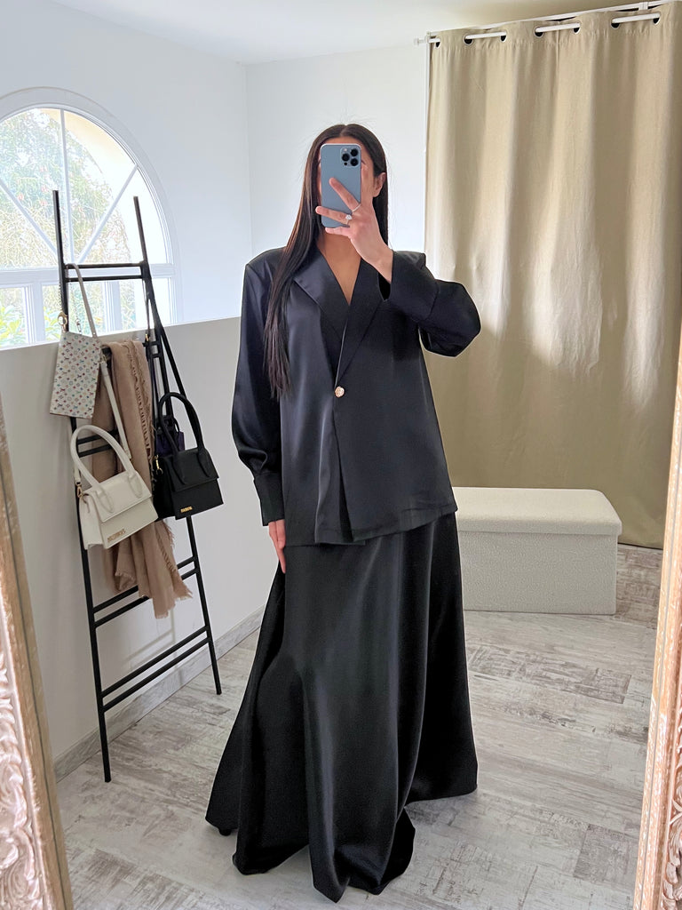 Ensemble Jupe Satin Modest Noir
