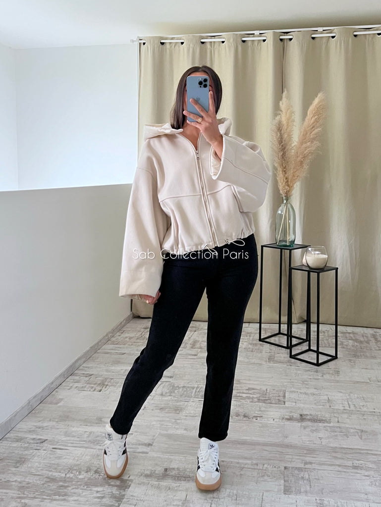 Veste Capuche Doudoune Beige