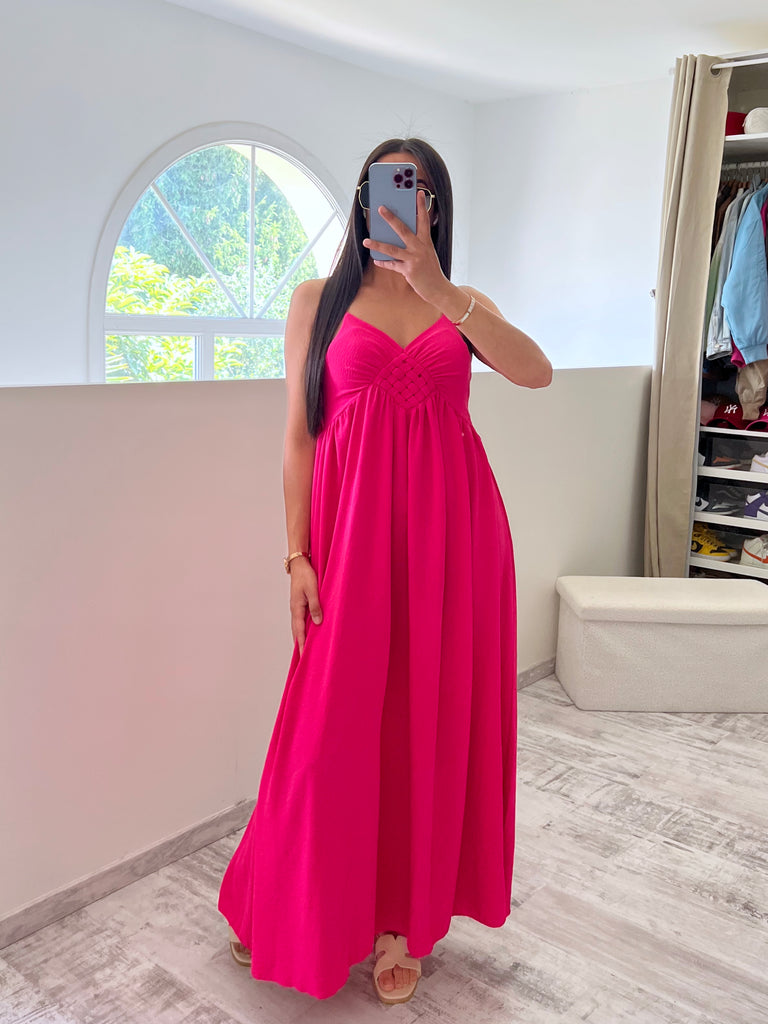 Robe Détail Noeuds Fuchsia