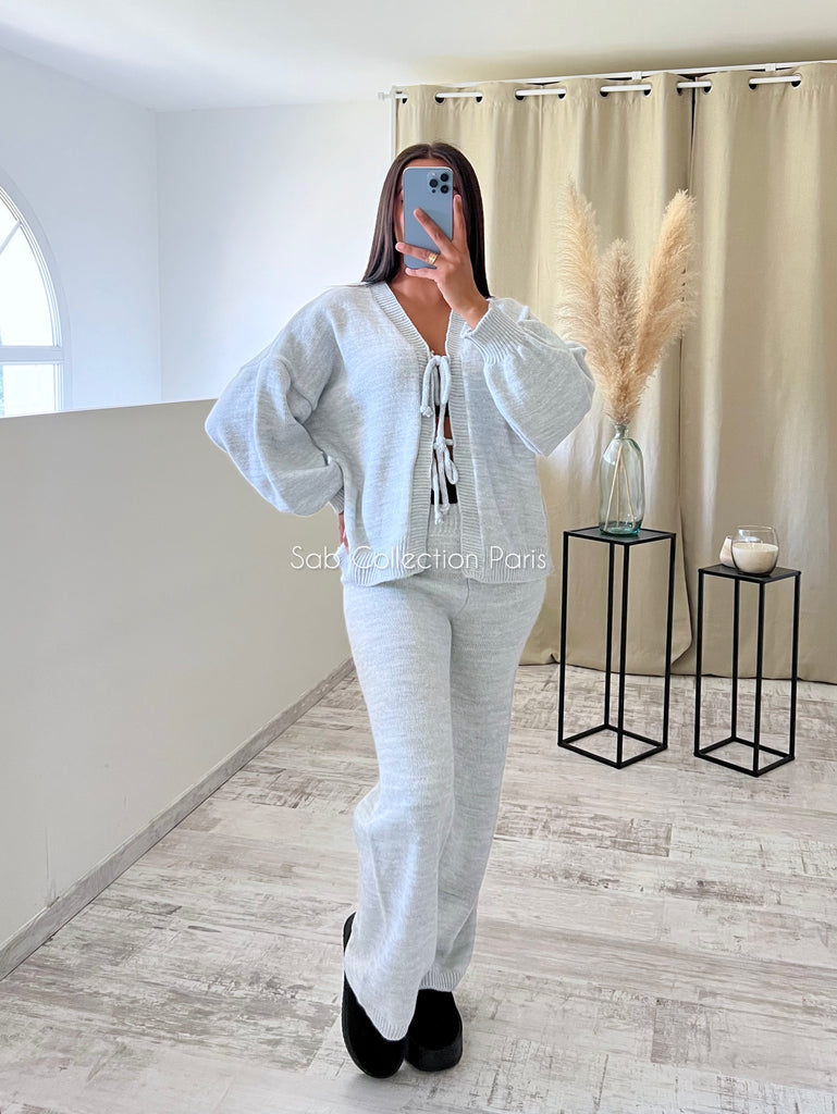 Ensemble Maille À Nouer Gris