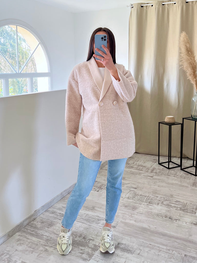 Veste Moumoute Boutons Dorés Nude