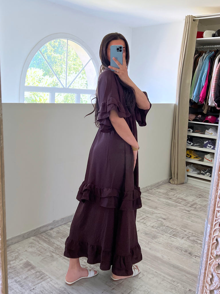 Robe Volants Marron