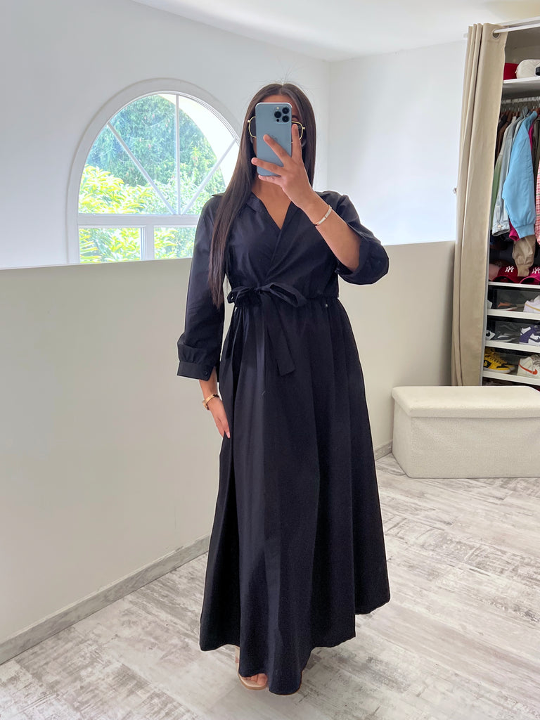 Robe Cache Cœur Popeline Noir