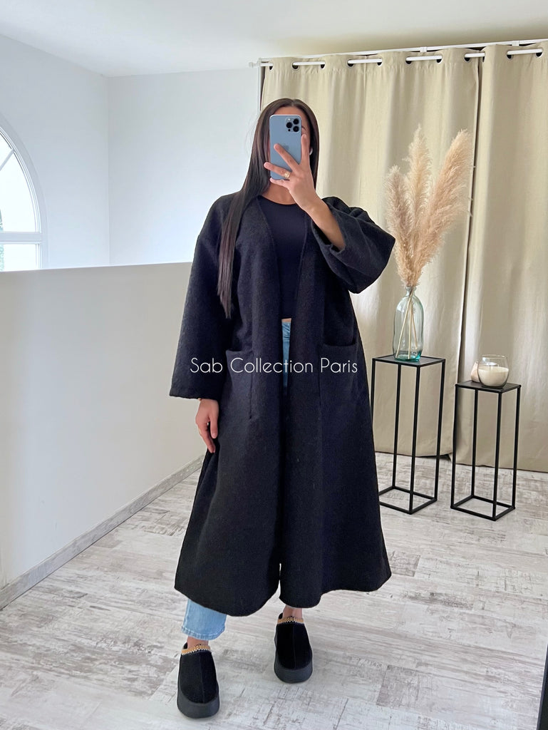 Veste Longue Oversize Moumoute Noir