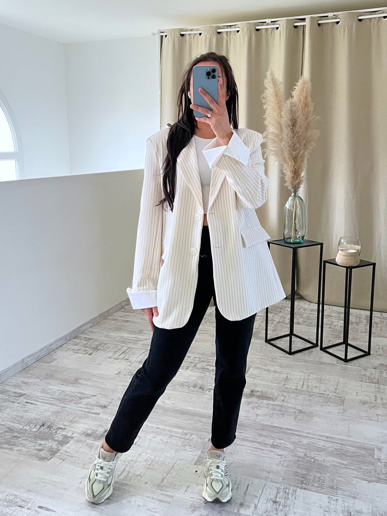Blazer À Rayures Crème