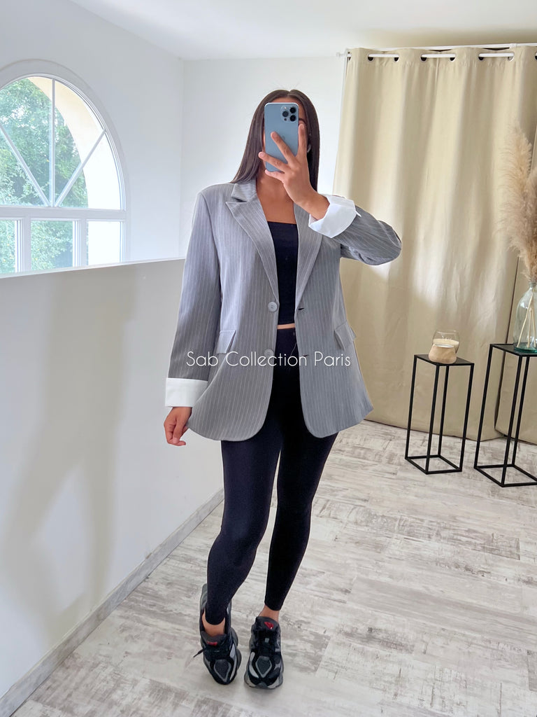 Blazer À Rayures Gris