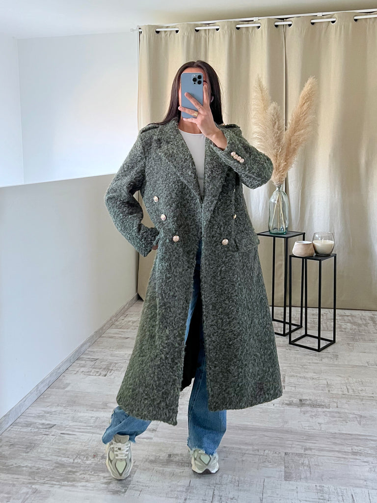 Manteau Moumoute Boutons Officiers Kaki