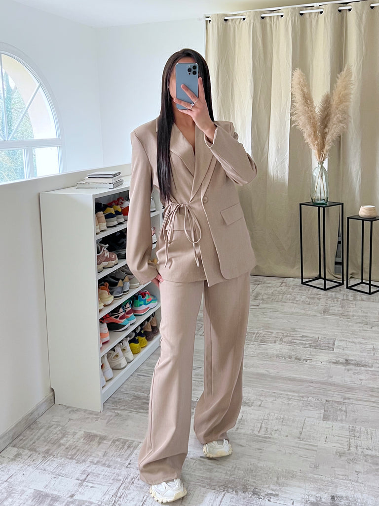 Ensemble Blazer À Nouer/Pant Taupe