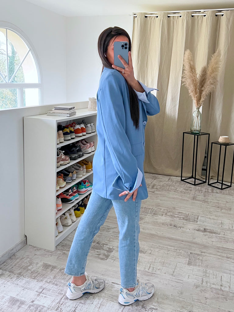 Blazer Manches Revers Bleu/Bleu
