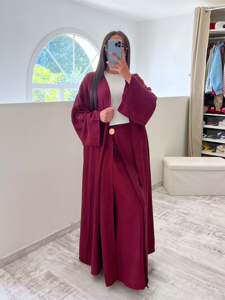 Ensemble Jupe Kimono Lin Bordeaux