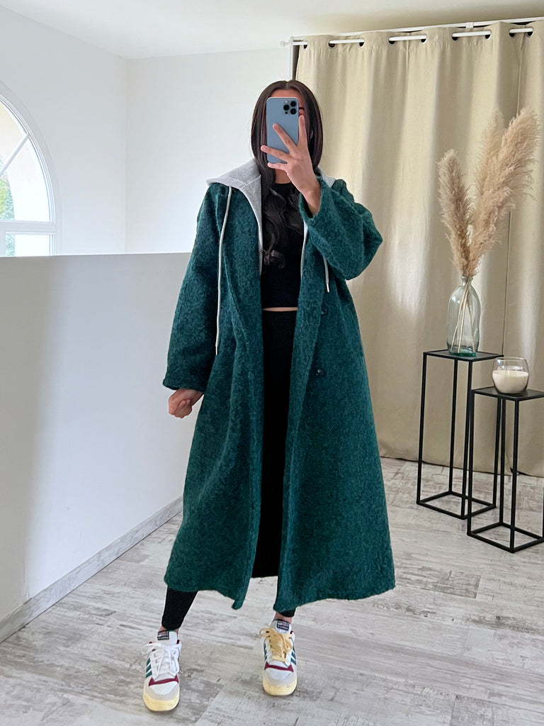 Manteau Moumoute À Capuche Vert