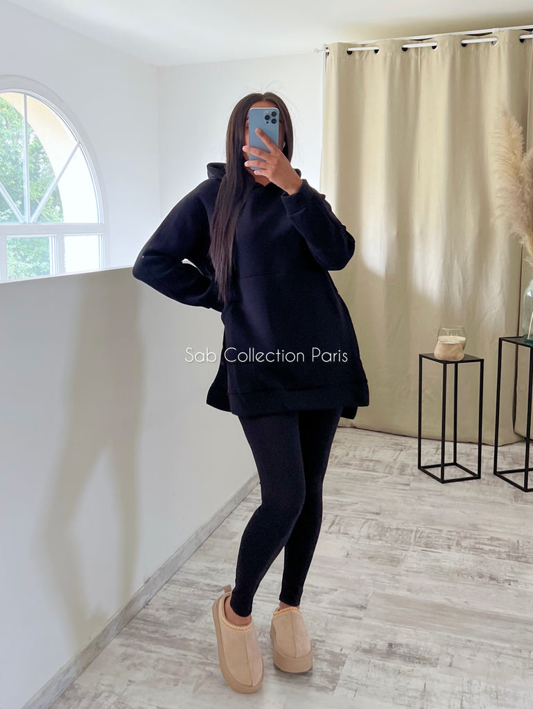 Ensemble Legging Sweat Capuche Noir