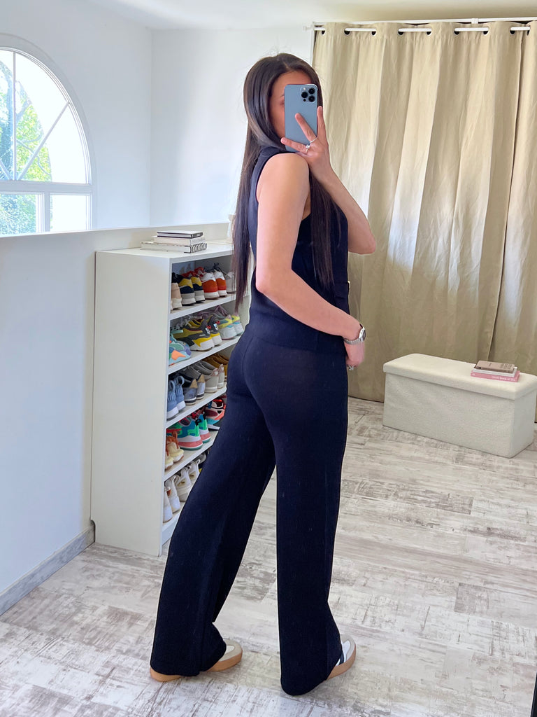 Ensemble Maille Sans Manches Noir