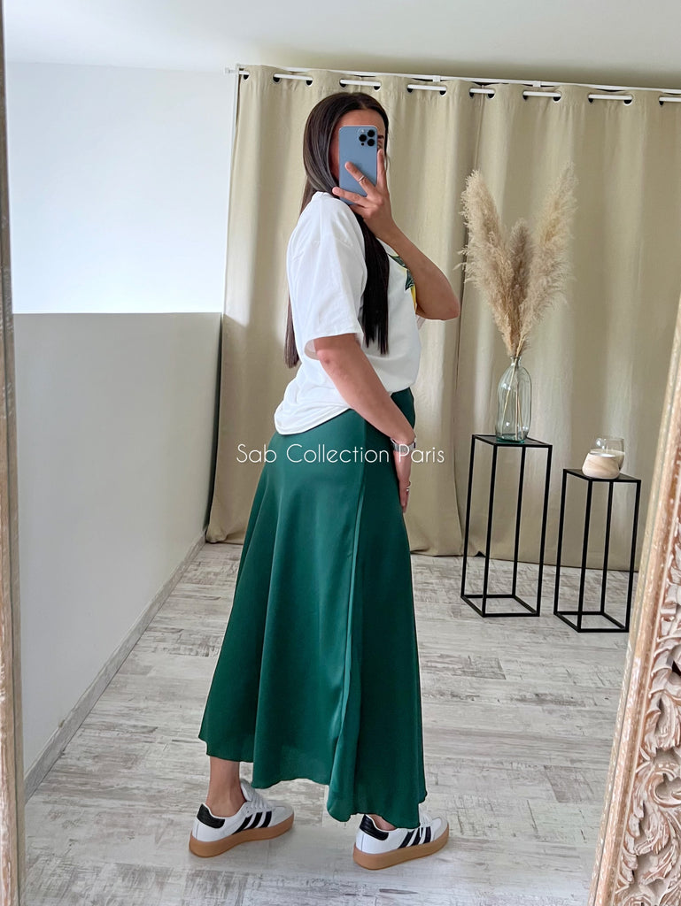 Jupe Satin Opaque Vert Sapin