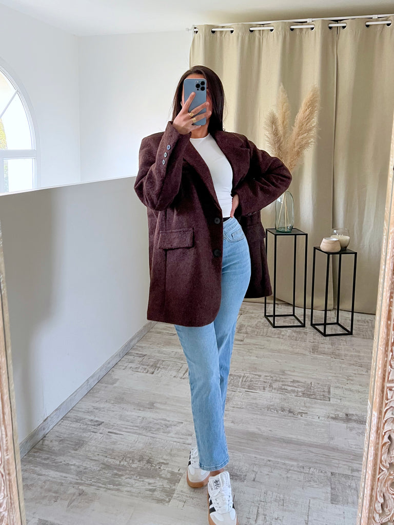 Blazer Moumoute Oversize Marron