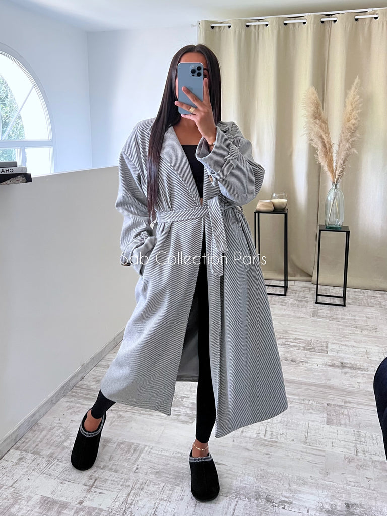 Manteau Inspi Z Rayé Gris