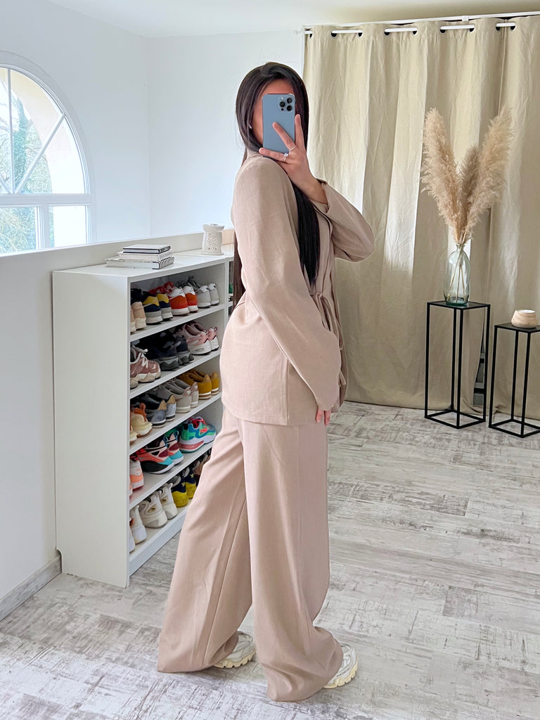 Ensemble Blazer À Nouer/Pant Taupe