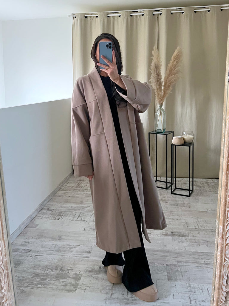 Veste Longue Oversize Taupe