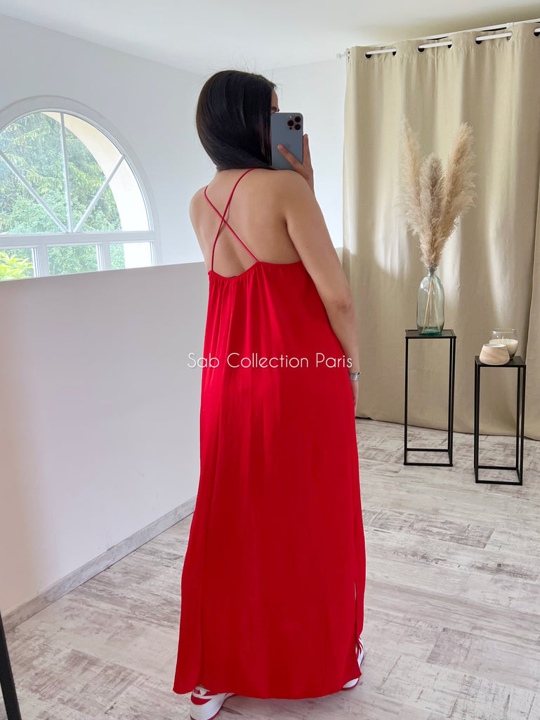 Robe Bretelles Croisés Rouge