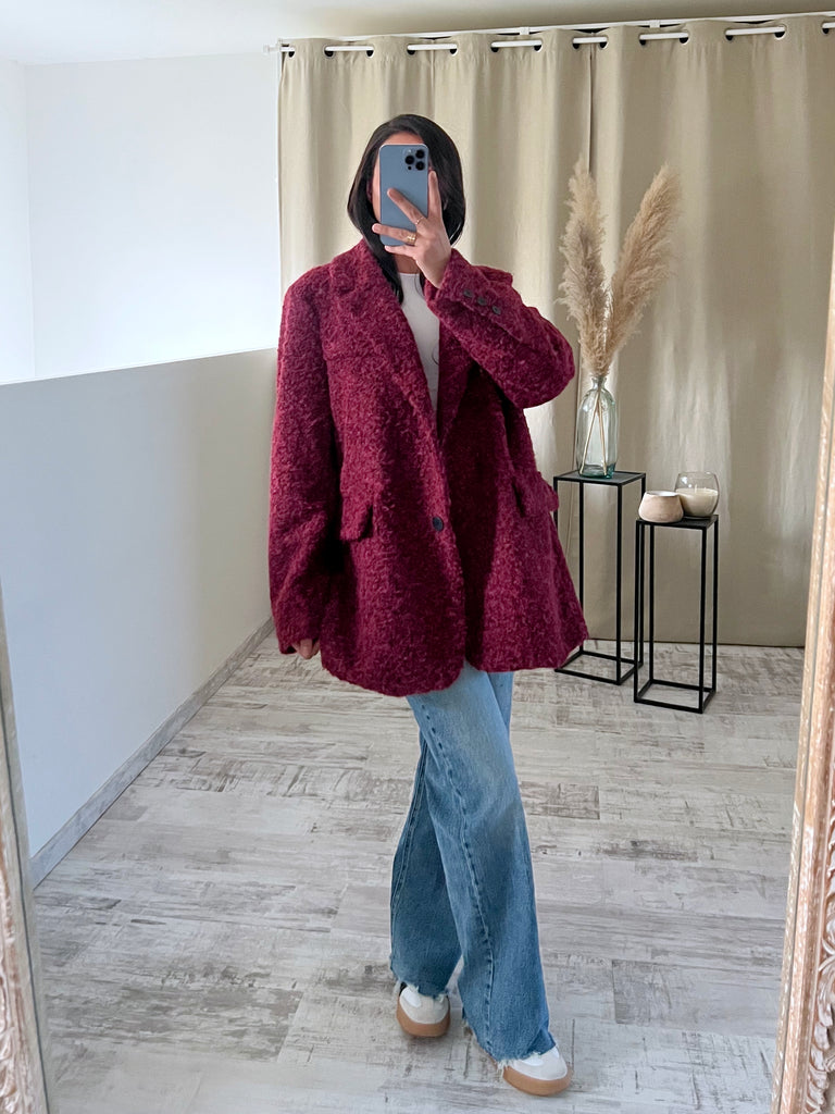 Blazer Moumoute Oversize Bordeaux