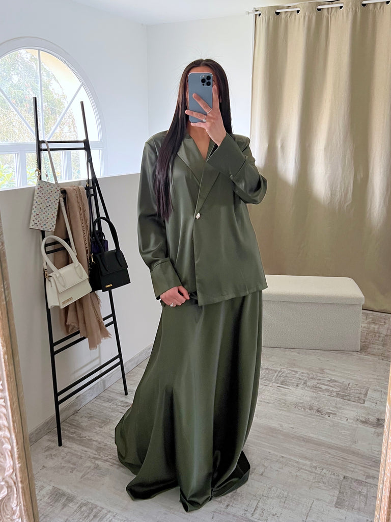 Ensemble Jupe Satin Modest Kaki