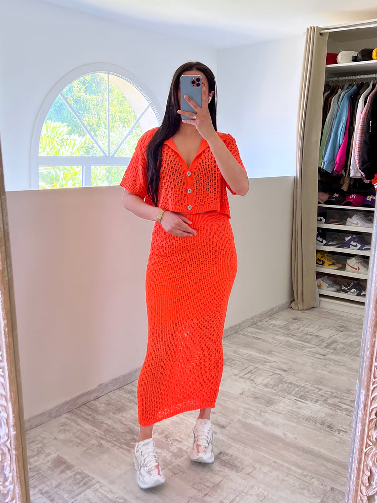 Ensemble Jupe Crochet Orange